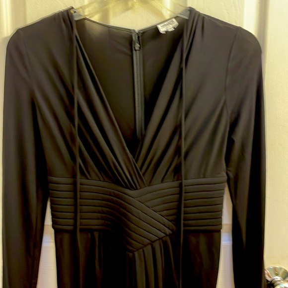 Armani Collection Collezioni Dress Black Cummerbund Waist Crossover Top Size 40 - Picture 2 of 8